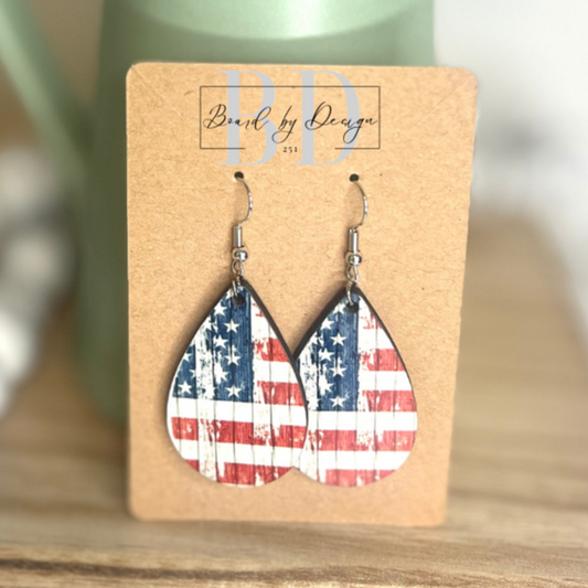 American Flag Teardrop Earrings