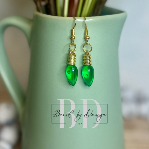 Small Christmas Bulb Dangle Earrings