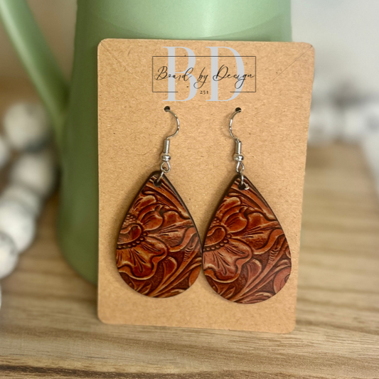 Faux Leather Teardrop Earrings