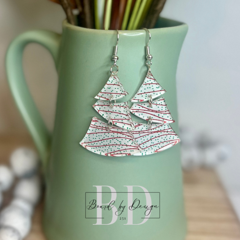 Christmas Tree Cake Dangle Earrings