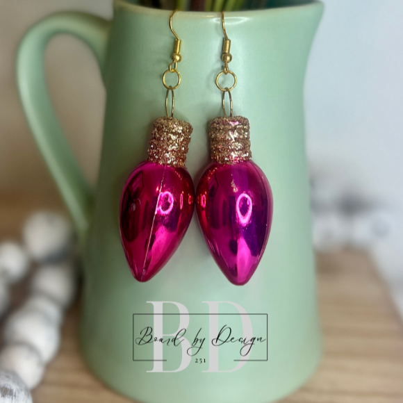 Large Christmas Bulb Dangle Earrings