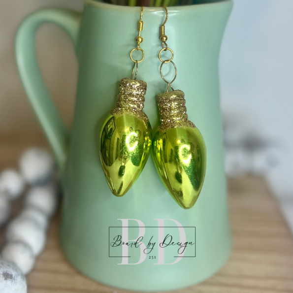 Large Christmas Bulb Dangle Earrings