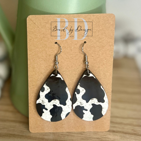 Cow Print Teardrop Earrings