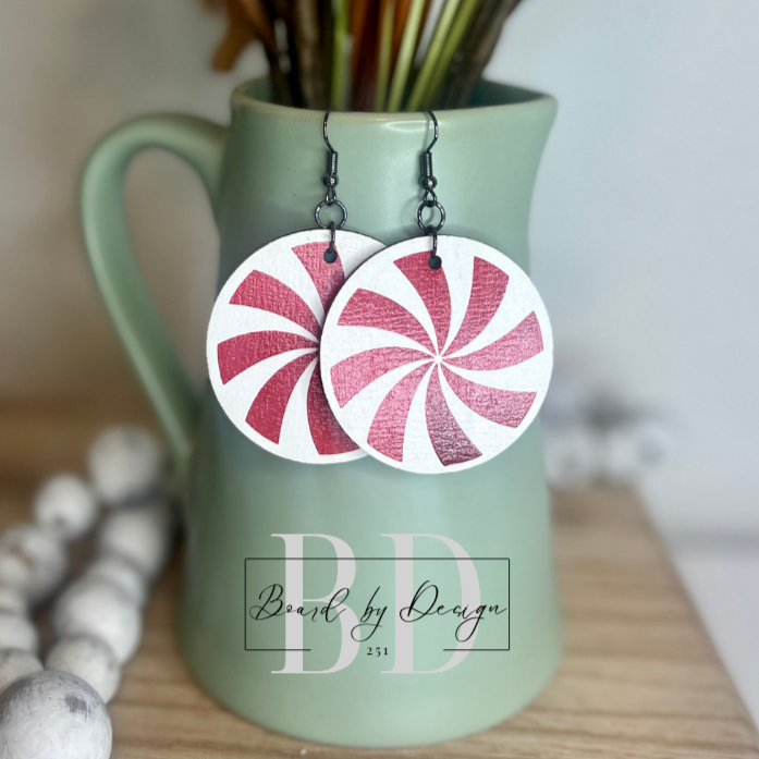 Wooden Peppermint Dangle Earrings