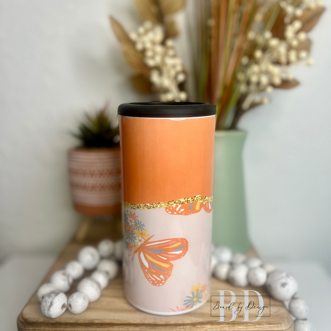 Floral Butterfly 12oz Can Cooler- RTS